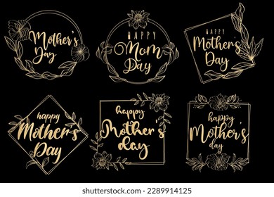 Typography happy mother's day. happy mother's day for a printing on demands. lettering set for happy mother's day card
