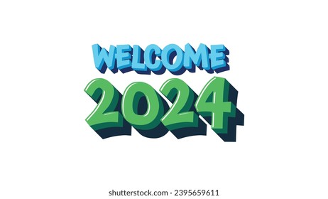 Typography happy new year 2024. Cool colorful design to celebrate the new year. Cute and fun templates for covers, calendars, social media, posters or banners. Vector illustration