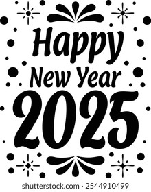 typography of happy new year 2025 t-shirt design