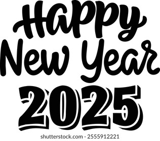 typography happy new year 2025.
