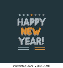 Typography happy new year text logo design vector concept.