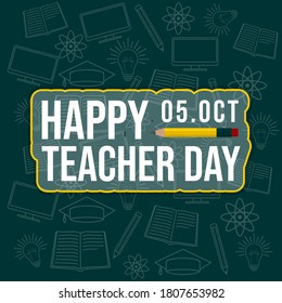 Typography of Happy Teachers Day Vector Illustration with Pencil design when celebrate on 5 october.