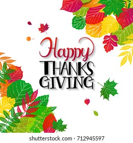 typography Happy Thanksgiving ,autumn color background. Vector illustration