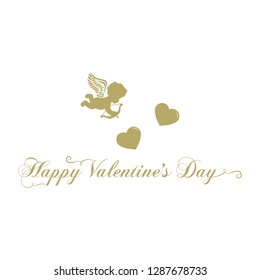 Typography: Happy Valentine's Day with cupid