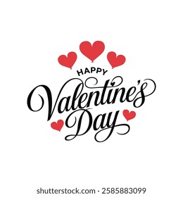 Typography Happy Valentine's Day t-shirt lettering design template isolated on a white background. Vector typography for Valentine's Day decorations, cards, t-shirts, posters and banners.