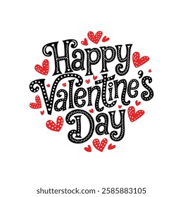 Typography Happy Valentine's Day t-shirt lettering design template isolated on a white background. Vector typography for Valentine's Day decorations, cards, t-shirts, posters and banners.