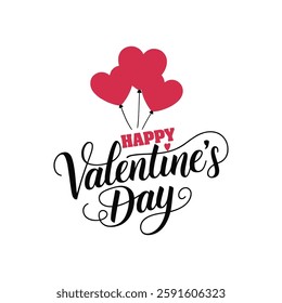 Typography Happy Valentine's Day t-shirt lettering design template isolated on a white background. Vector typography for Valentine's Day decorations, cards, t-shirts, posters and banners.