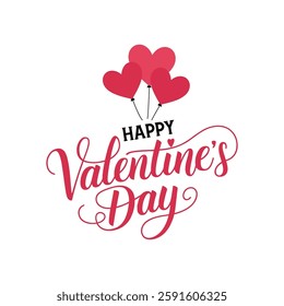 Typography Happy Valentine's Day t-shirt lettering design template isolated on a white background. Vector typography for Valentine's Day decorations, cards, t-shirts, posters and banners.