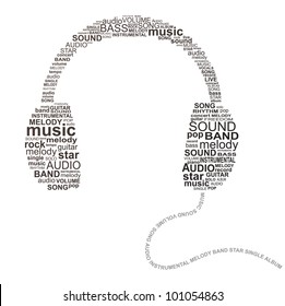 Typography headphones - music concept image