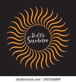 Tipografía con hola verano, caligrafía