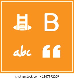 typography icon. 4 typography vector set. handwriten alphabet, quotes, b letter and shortcut icons for web and design about typography theme