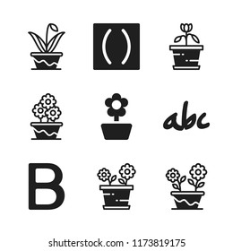 typography icon. 9 typography vector icons set. handwriten alphabet, flowers and b letter icons for web and design about typography theme
