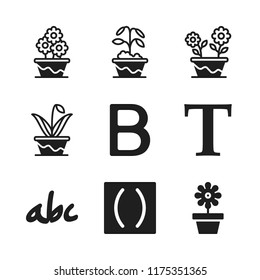 typography icon. 9 typography vector icons set. flower, b letter and parenthesis icons for web and design about typography theme