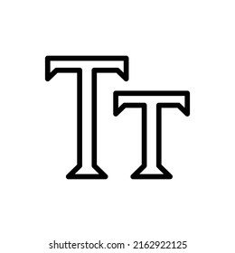 Typography Icon. Line Art Style Design Isolated On White Background