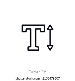 Typography icon. Outline style icon design isolated on white background