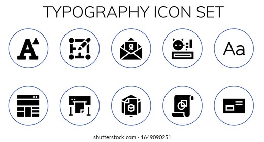conjunto de iconos tipográficos. 10 iconos de tipografía rellenos.  Iconos modernos sencillos, como: Fuente, Diseño, Dibujo, Letra, d, Meow, Diseño gráfico, Tipografía
