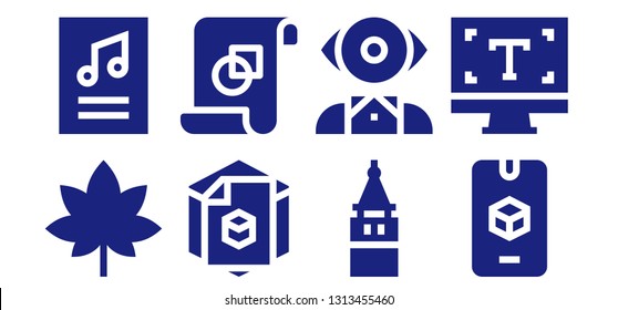 typography icon set. 8 filled typography icons.  Collection Of - Marijuana, Poster, d, Graphic design, Galata tower, Mentalist, Typography