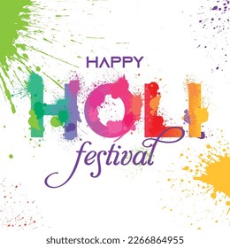 Typography Illustration of abstract colorful Happy Holi festival background for color festival of India celebration greetings