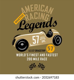 typography and illustration car vector for design t shirt concept