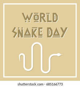 Typography illustration celebrating World Snake Day decorated with the drawing of a snake below