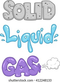 Typography Illustration Depicting the Different States of Matter