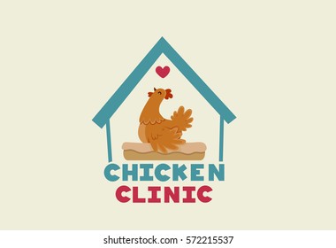 Typography Illustration Featuring a Chicken Coop with the Words Chicken Clinic Written Under It
