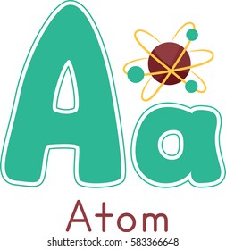 Typography Illustration Featuring a Lower and Upper Case Letter A Decorated with an Atomic Model