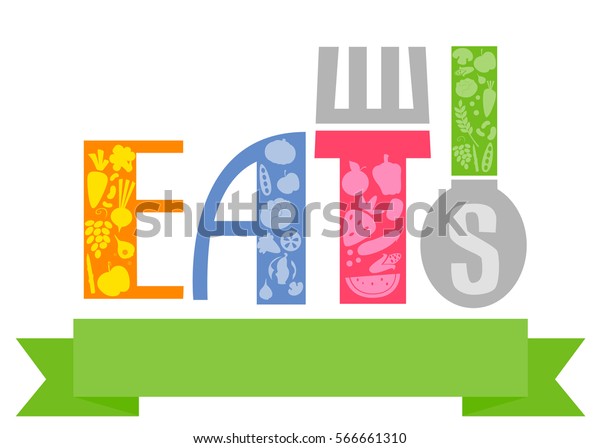 Typography Illustration Featuring Word Eats Decorated Stock Vector ...