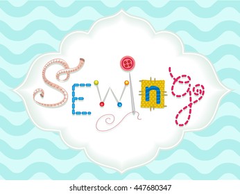 Typography Illustration Featuring the Word Sewing