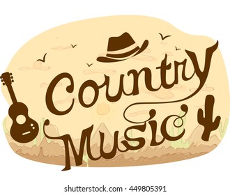 Typography Illustration Featuring the Words Country Music