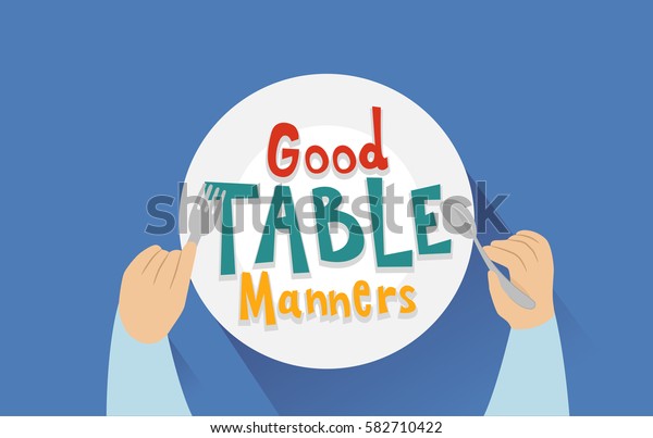Typography Illustration Featuring the Words Good\
Table Manners Written on a\
Plate