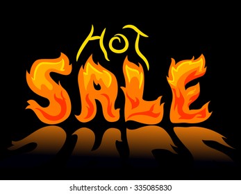 Tipografía Ilustración de llamas formando las palabras venta caliente