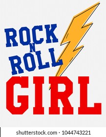 Typography illustration vector for t shirt printing, Graphic tee and printed tee. Rock'n'roll girl