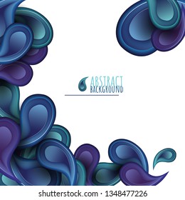 Typography illustration of Water droplet and place for text space. Summer sea scenery. Save the water abstract splash. Graphic design in paper cut and craft style. Modern origami design template.