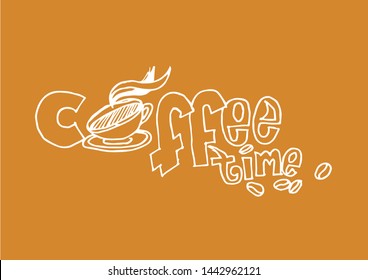 typography, illustrations and symbols of coffee time.