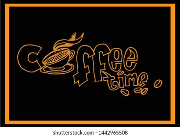typography, illustrations and symbols of coffee time.