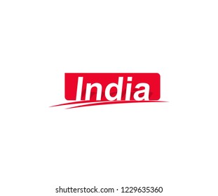 typography INDIA isolated modern red label for tee graphic
