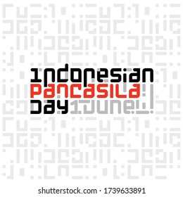 Typography of "Indonesia pancasila day 1 juni", simple design with texture background.