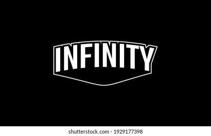 typography of Infinity on black background. Infinity text vintage. Illustration vector graphic. Good for template background, t-shirt, banner, poster, etc. 
