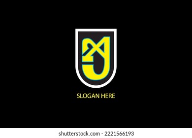 Typography Initial A+ J Monogram Logo Vector Design