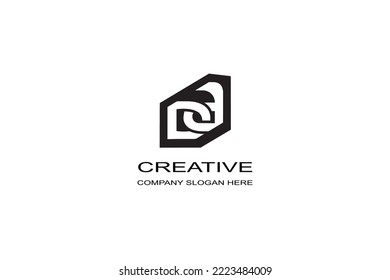 Typography Initial D + A Monogram Logo Vector Design