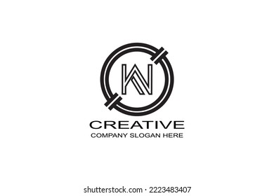 Typography Initial K + N Monogram Logo Vector Design