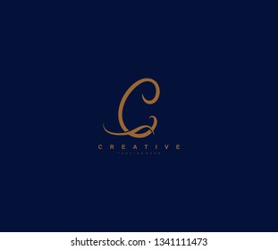Typography Initial Letter C Manual Elegant Minimal Script Logotype