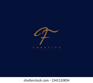 Typography Initial Letter F Manual Elegant Minimal Script Logotype