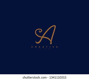 Typography Initial Letter A Manual Elegant Minimal Script Logotype