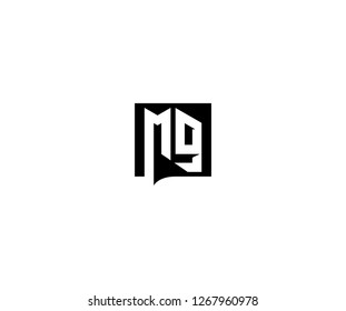Typography Initial Square MG Letter Stylzed Typeface Monogram Logotype