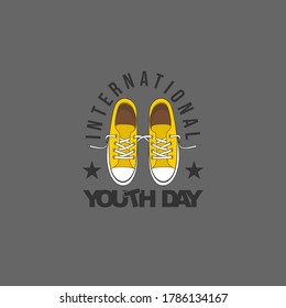 Typography for International Youth Day design with Sneaker Shoes vector Illustration