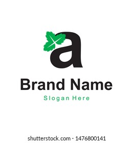 Typography A Leaf Nature Logo