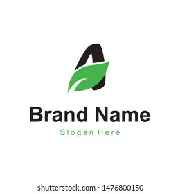 Typography A Leaf Nature Logo