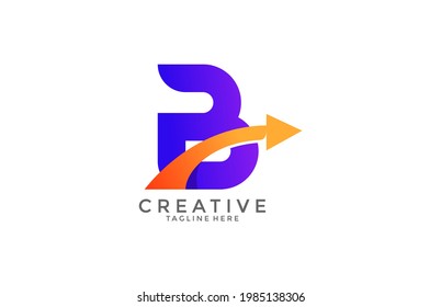 Letra tipográfica B Gradiente Color Link Swoosh Vector Logotipo